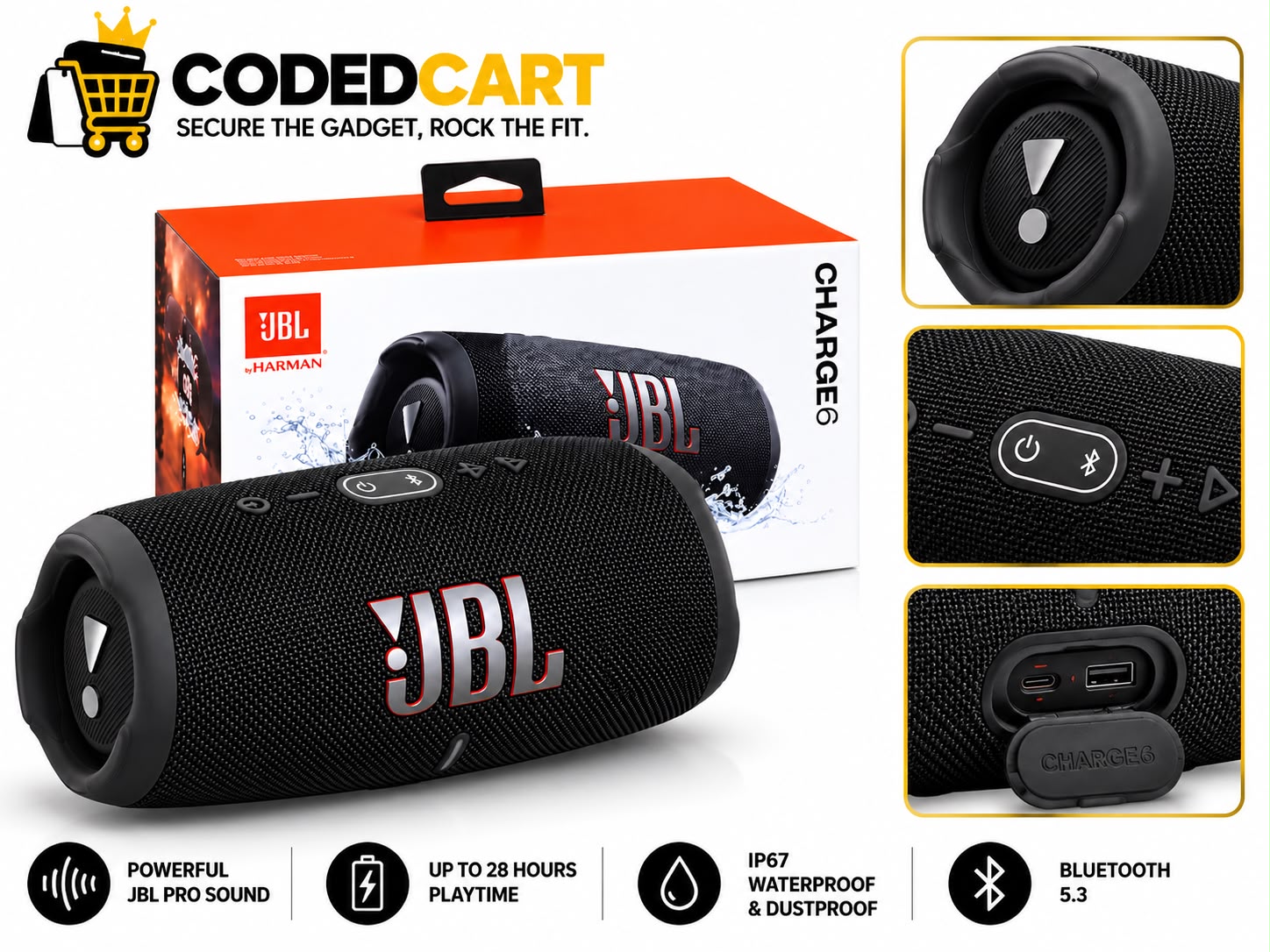 JBL CHARGE 6 — PORTABLE BLUETOOTH SPEAKER